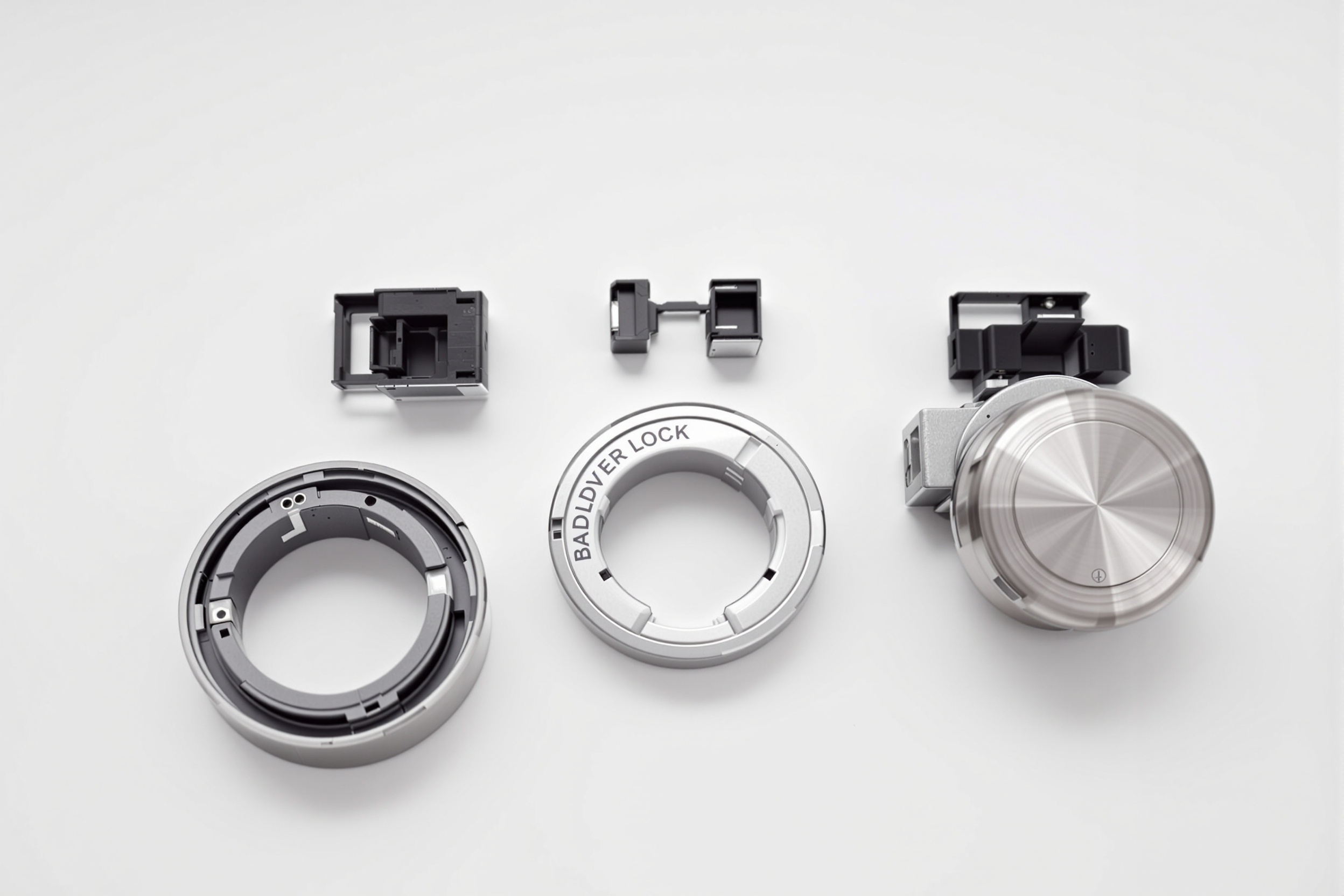 Step 3: Smart lock brand adapters for Kwikset, Schlage, and Baldwin deadbolts laid out for selection
